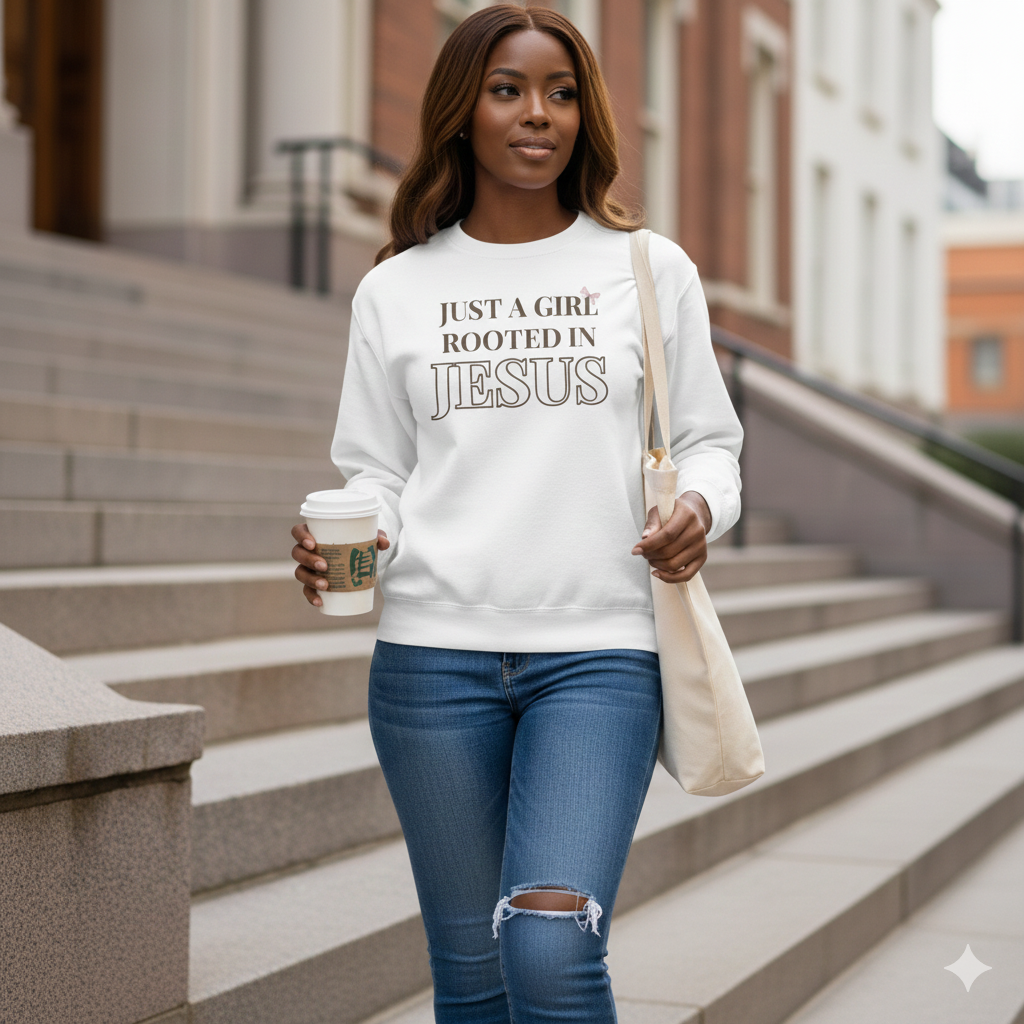Just a Girl Rooted in Jesus — Classic Sweatshirt