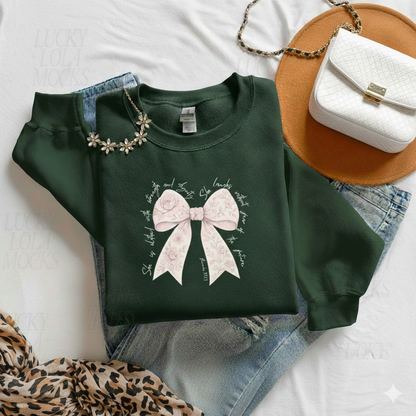 She Is Clothed in Strength & Dignity — Bow Sweatshirt